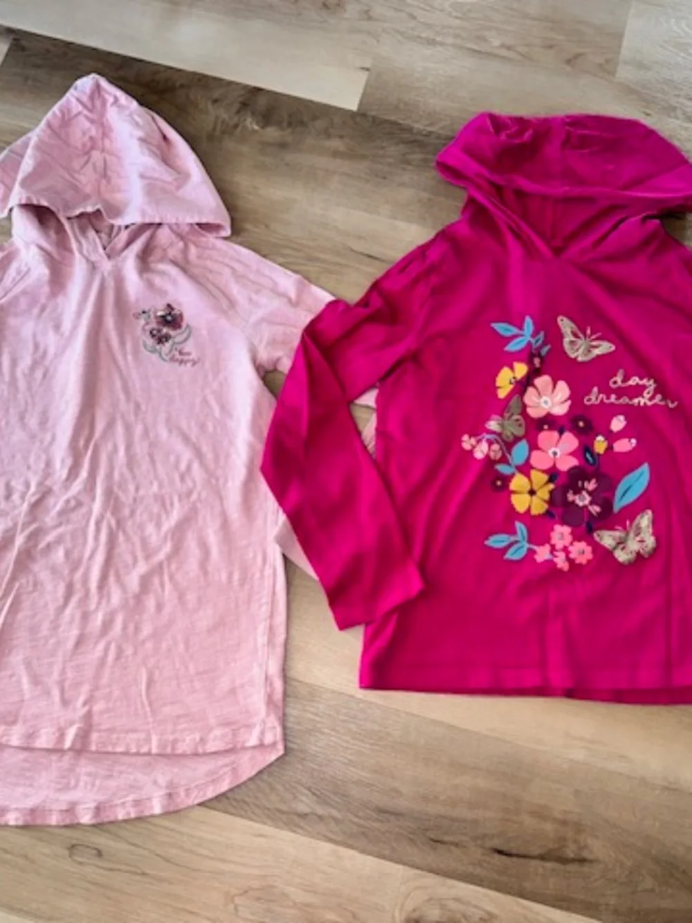 2 girls long sleeved hoodie shirts. Size 14. Carter's and OshKosh Excellent